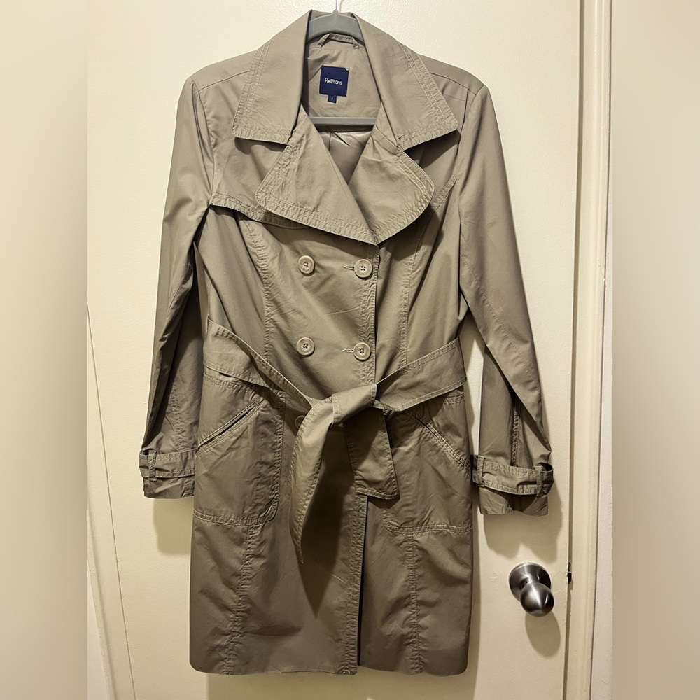 Reitmans Women’s Classic Long Trench Coat, Taupe color